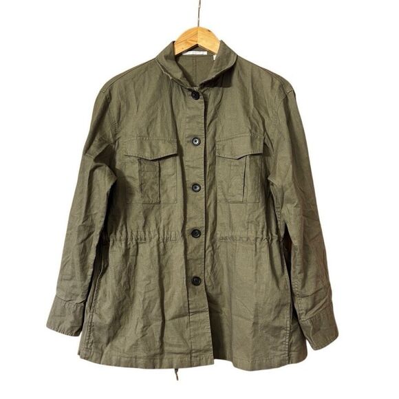 Uniqlo Jackets & Blazers - Uniqlo Linen Cotton Utility Resort Light Jacket olive green women’s XS